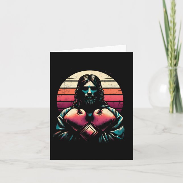 Jesus With Boxing Gloves - Funny Christian Religio Card (Front)