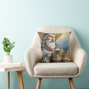 Jesus With Cats Pillow! Cushion