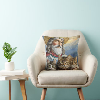 Jesus With Cats Pillow! Cushion