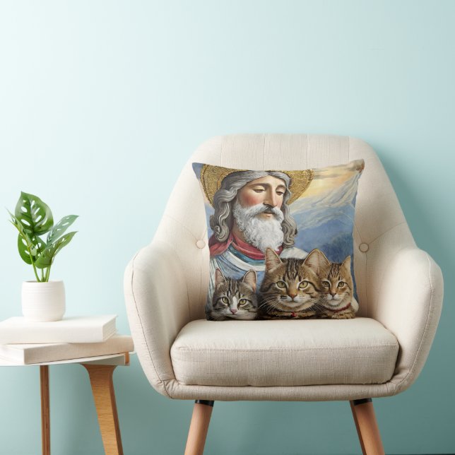 Jesus With Cats Pillow! Cushion (Chair)