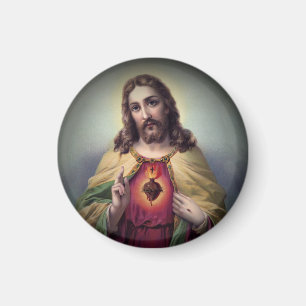 Jesus with Glowing Sacred Heart Magnet