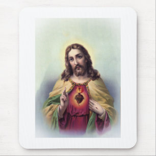 Jesus with Glowing Sacred Heart Mouse Mat
