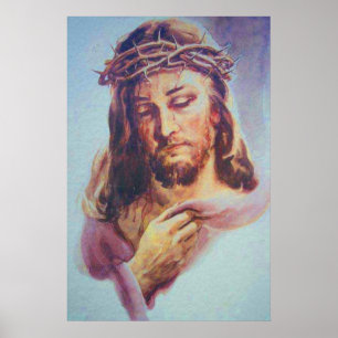 Jesus with his arms up on his chest poster