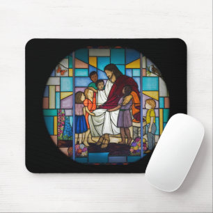 Jesus with Kids Stained Glass Mouse Mat