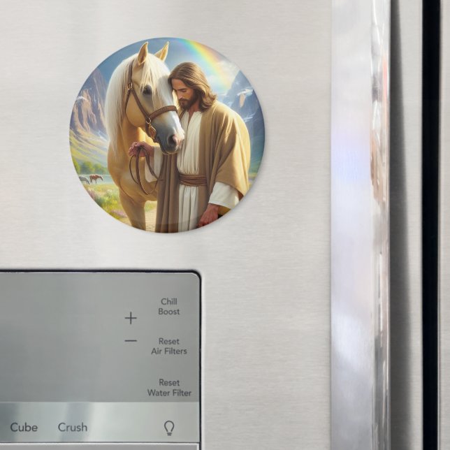 Jesus with Palomino Horse in Scenic Landscape  Magnet (In Situ (Fridge))