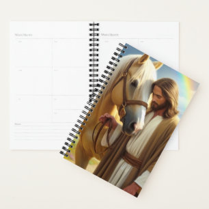 Jesus with Palomino Horse in Scenic Landscape Planner