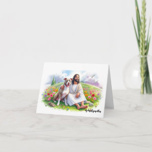 Jesus with Pit Bull-Dog Loss Sympathy Card