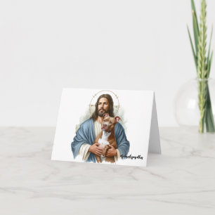 Jesus with Pit Bull-Dog Loss Sympathy Card