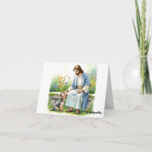 Jesus with Yorkie-Dog Loss Sympathy Card