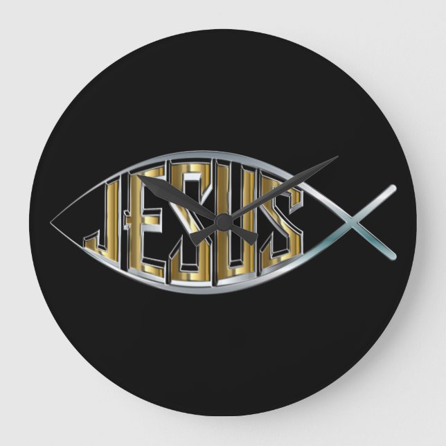 Jesus within a Fish Symbol Large Clock (Front)