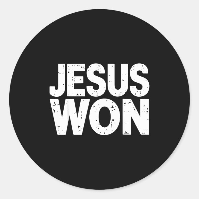 Jesus Won Christian Faith Religious  Classic Round Sticker (Front)