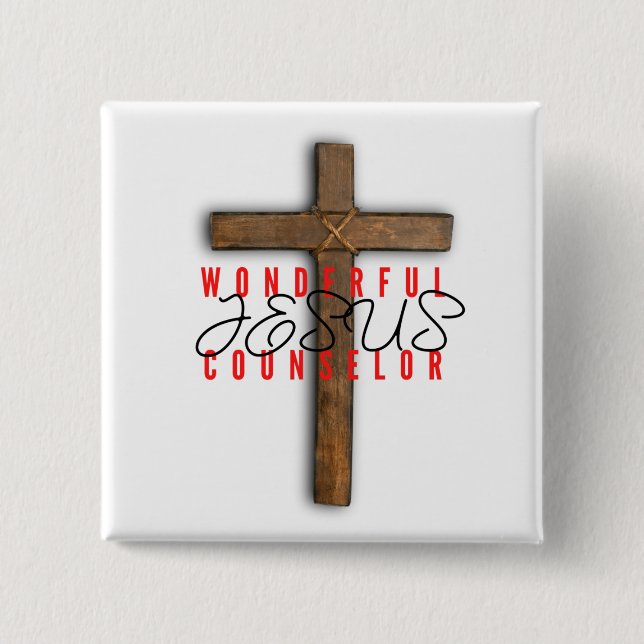 Jesus Wonderful Counsellor Button (Front)