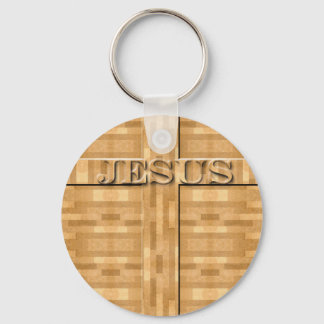 Jesus Wood Carving Key Ring