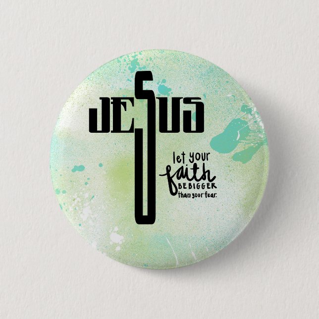 Jesus Word Art 6 Cm Round Badge (Front)