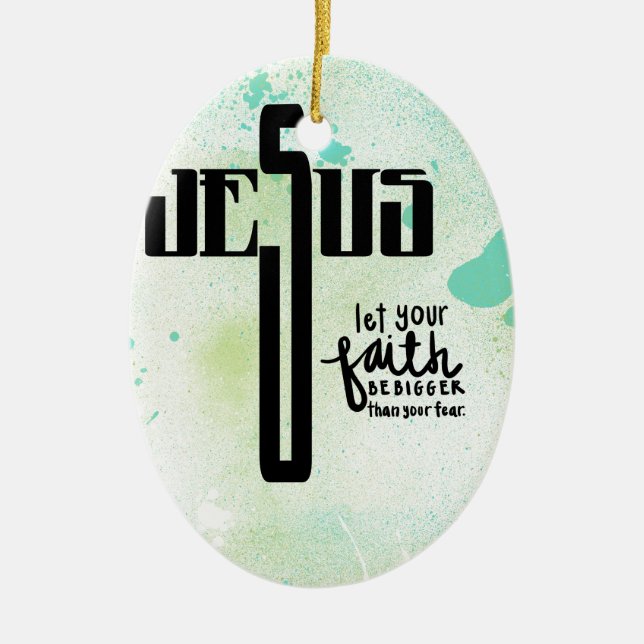 Jesus Word Art Ceramic Tree Decoration (Front)