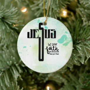Jesus Word Art Ceramic Tree Decoration