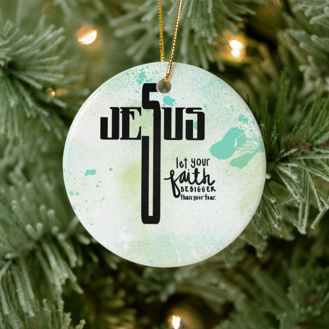 Jesus Word Art Ceramic Tree Decoration (Tree)
