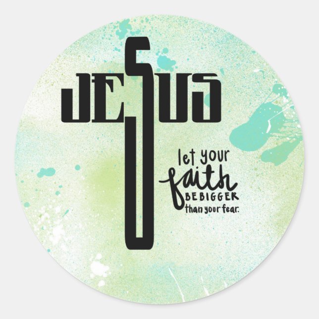 Jesus Word Art Classic Round Sticker (Front)