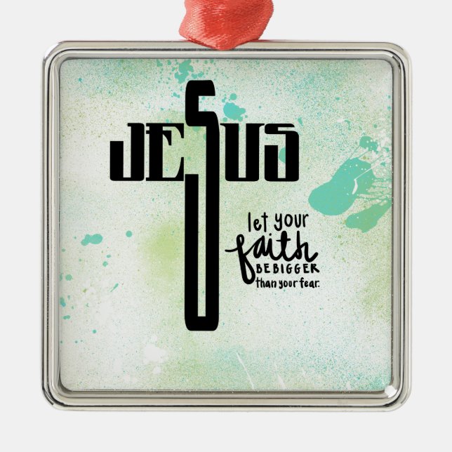 Jesus Word Art Metal Tree Decoration (Front)