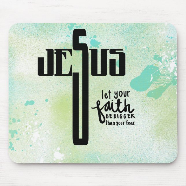 Jesus Word Art Mouse Mat (Front)