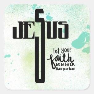 Jesus Word Art Square Sticker