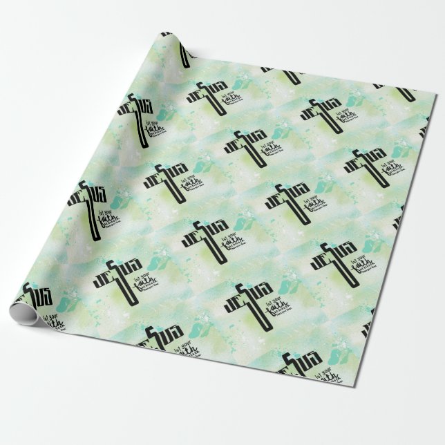 Jesus Word Art Wrapping Paper (Unrolled)