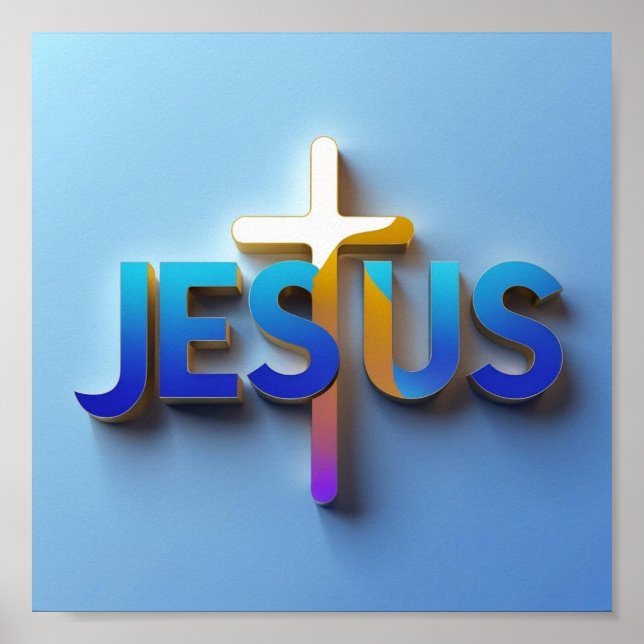 Jesus Word Poster | Ai design Matte Wall Art Print (Front)