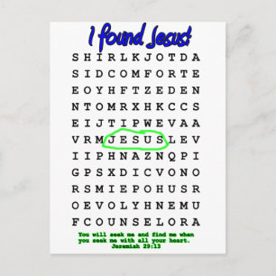 Jesus Word Search Puzzle Postcard