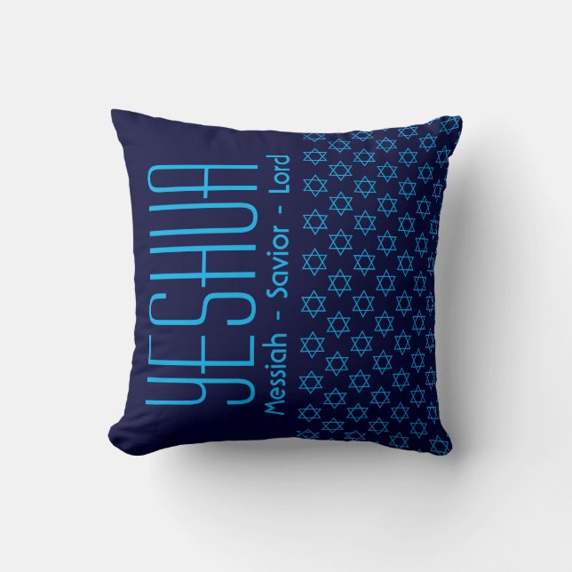 Jesus YESHUA Messiah Saviour Lord Custom BLUE Cushion (Front)
