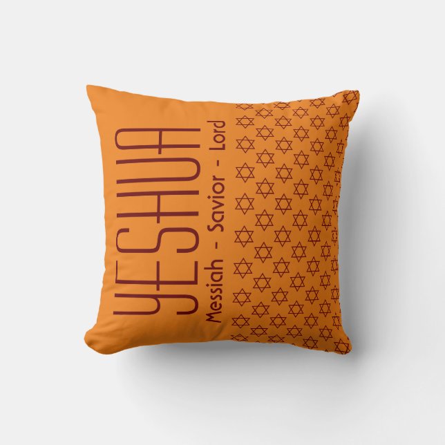 Jesus YESHUA Messiah Saviour Lord Custom ORANGE Cushion (Front)
