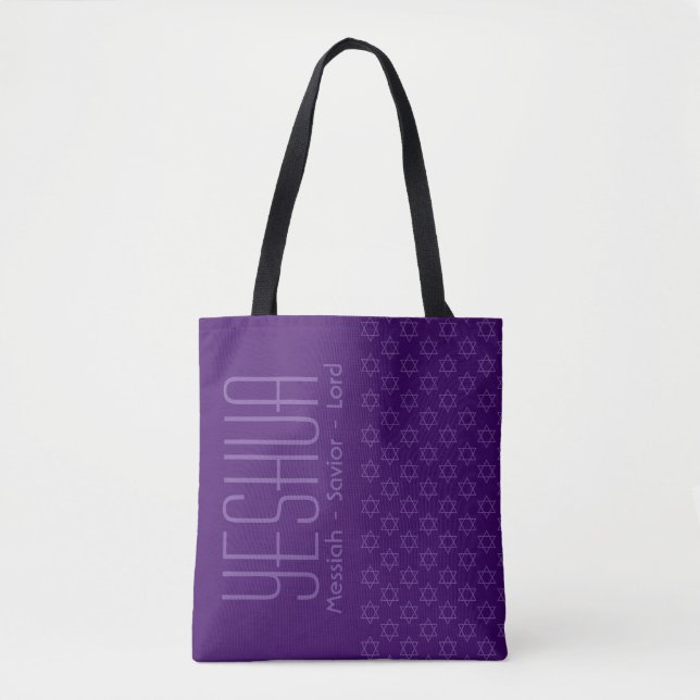 Jesus YESHUA Messiah Saviour Lord Custom PURPLE Tote Bag (Front)