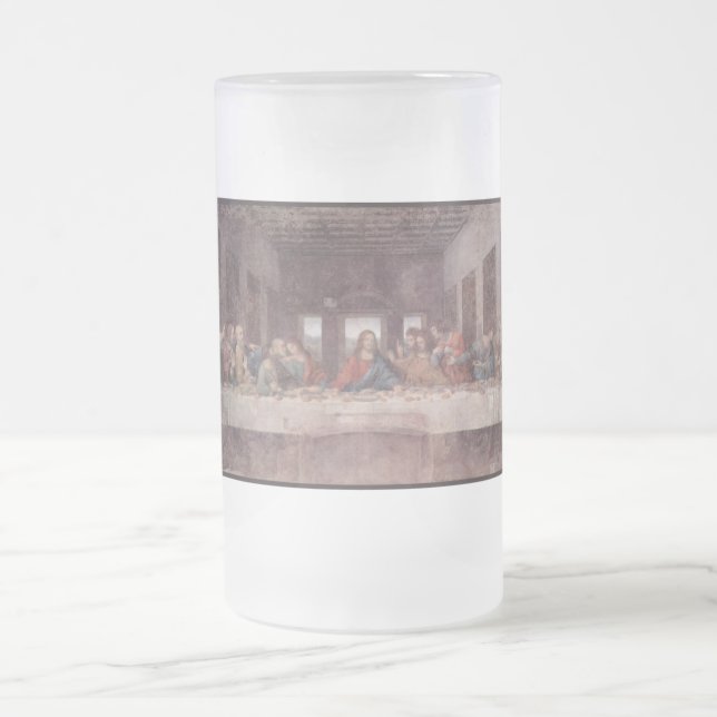 Jesus "Yeshua" The Last Supper, Leonardo da Vinci Frosted Glass Beer Mug (Center)