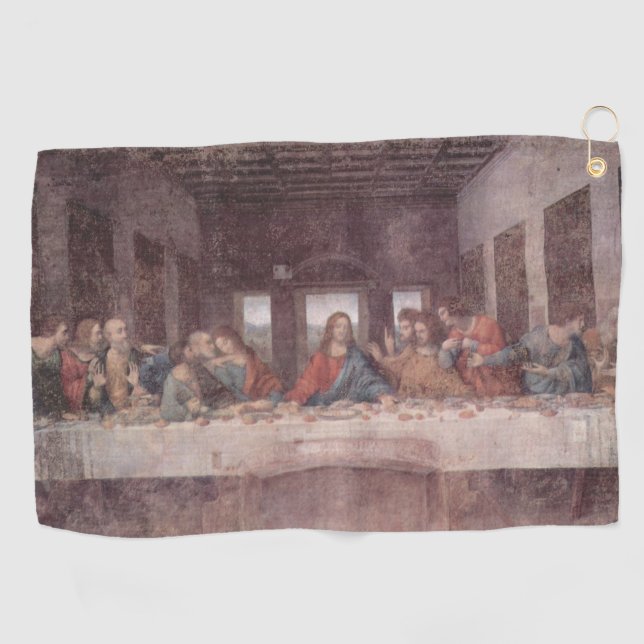 Jesus "Yeshua" The Last Supper, Leonardo da Vinci Golf Towel (Horizontal)