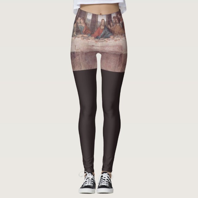 Jesus "Yeshua" The Last Supper, Leonardo da Vinci Leggings (Front)