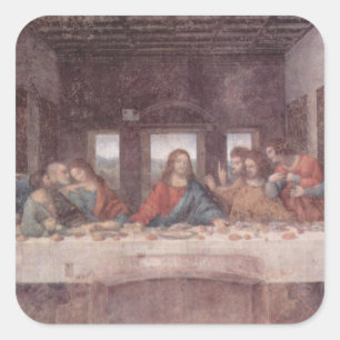 Jesus "Yeshua" The Last Supper, Leonardo da Vinci Square Sticker
