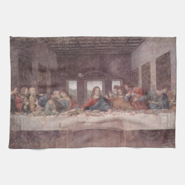 Jesus "Yeshua" The Last Supper, Leonardo da Vinci Tea Towel (Horizontal)