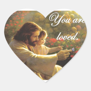 Jesus- You Are Loved Heart Sticker