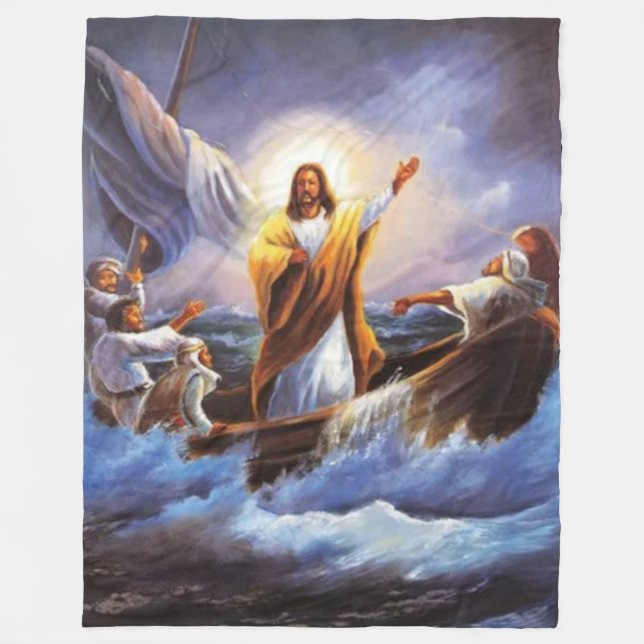 JESUSin a BOAT Fleece Blanket (Front)