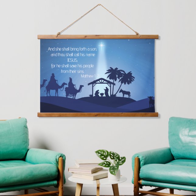 Jesus's Birth Wood Topped Wall Tapestry (Living Room)