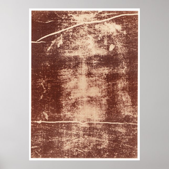 Jesus's Face Close up on the Shroud of Turin Poster (Front)