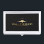 Jet Aeroplane Business Card Case<br><div class="desc">Business Card Case with an image of classy gold colour jet aeroplane.</div>