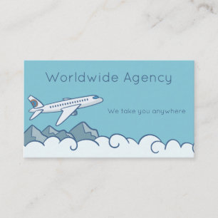 Jet Aeroplane Clouds and Mountains with Blue Sky Business Card