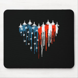 Jet Aeroplane Heart Red White Blue American Flag 4 Mouse Mat