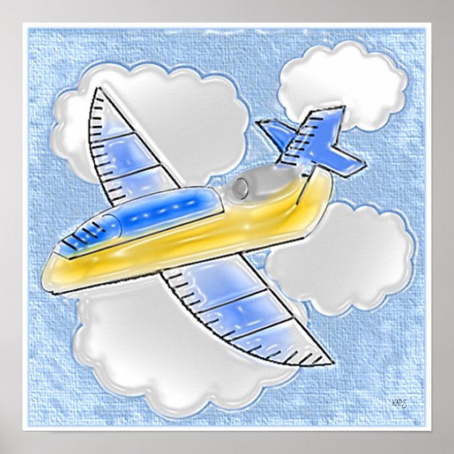 Jet Aeroplane in the Clouds 3D Poster (Front)