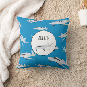 Jet Aeroplane Pattern Custom Name Cushion
