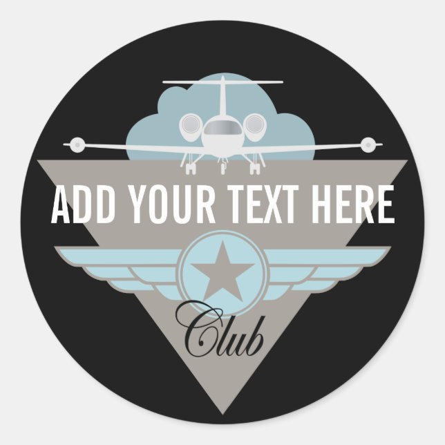 Jet Aeroplane Wing Club Classic Round Sticker (Front)