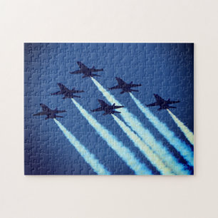 Jet Aeroplanes Flying in Formation Blue Angels Jigsaw Puzzle