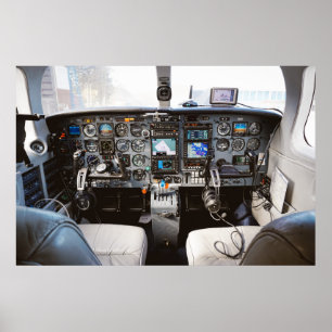 Jet aircraft cockpit poster