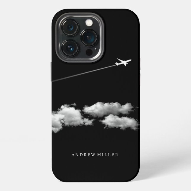 ©Jet Airplane Over the Clouds Personalized Pilot iPhone Case (Back)