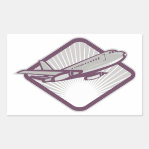 Jet Airplane Rectangular Sticker